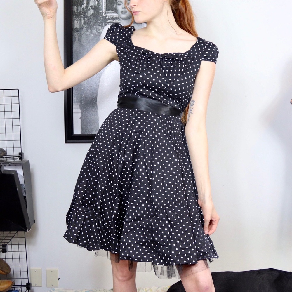 Black & white polka dot pin up dress